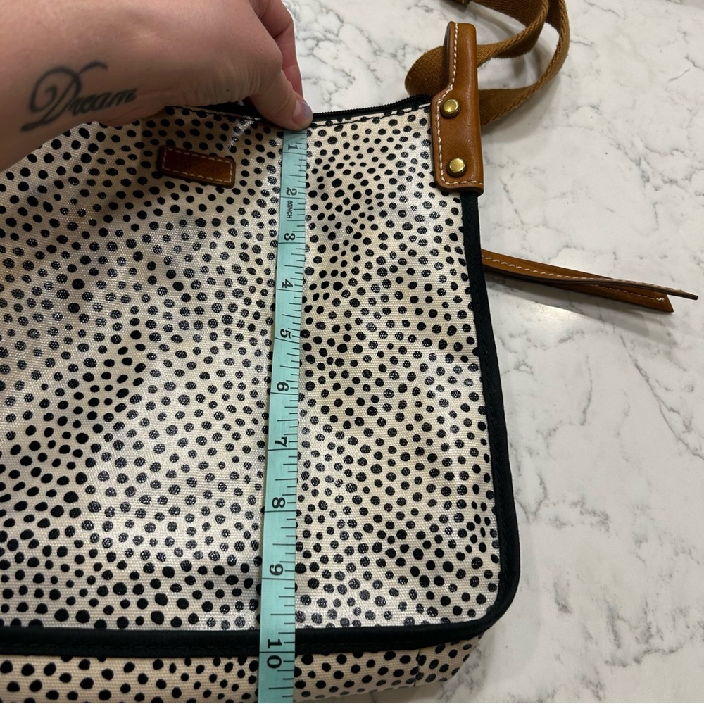 Fossil Key Per Polkadot Coated Canvas PVC Crossbody Bag Purse - Picture 12 of 12